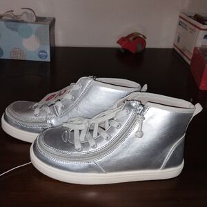 Shiny Silver Kids Sneakers